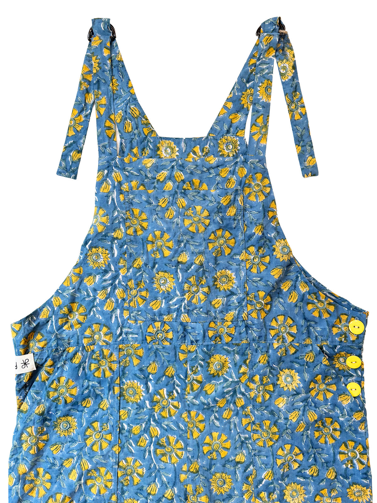 Blue Gola Flower cotton overalls front view