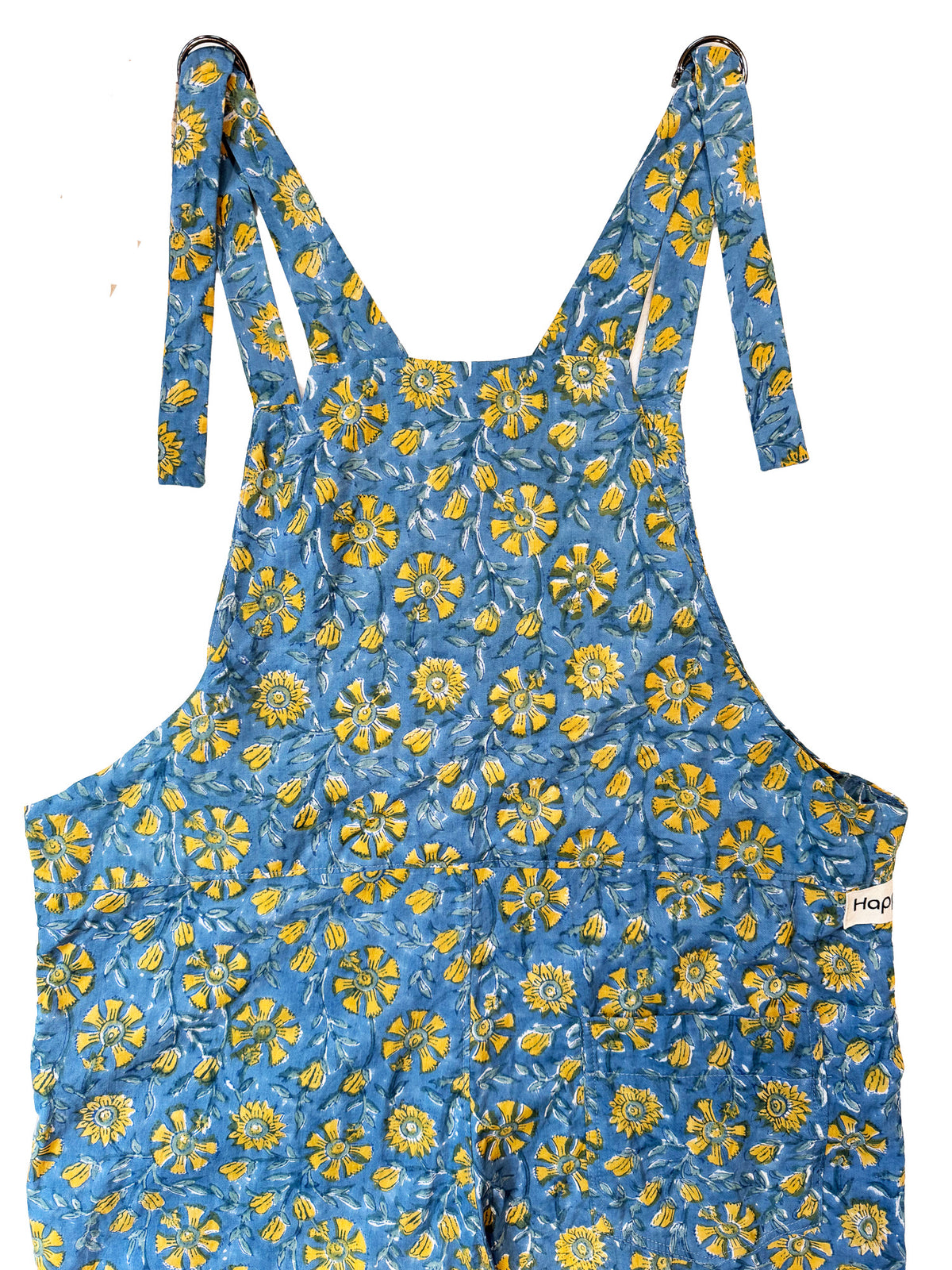 Blue Gola Flower cotton overalls fabric print detail