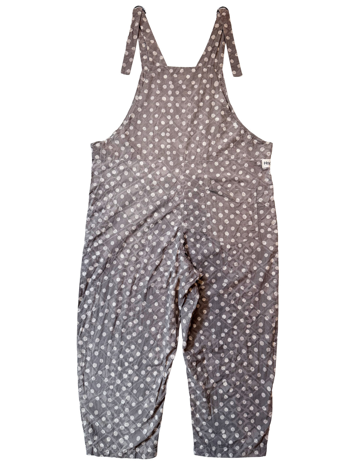 Gray Boondi Dot cotton overalls back view