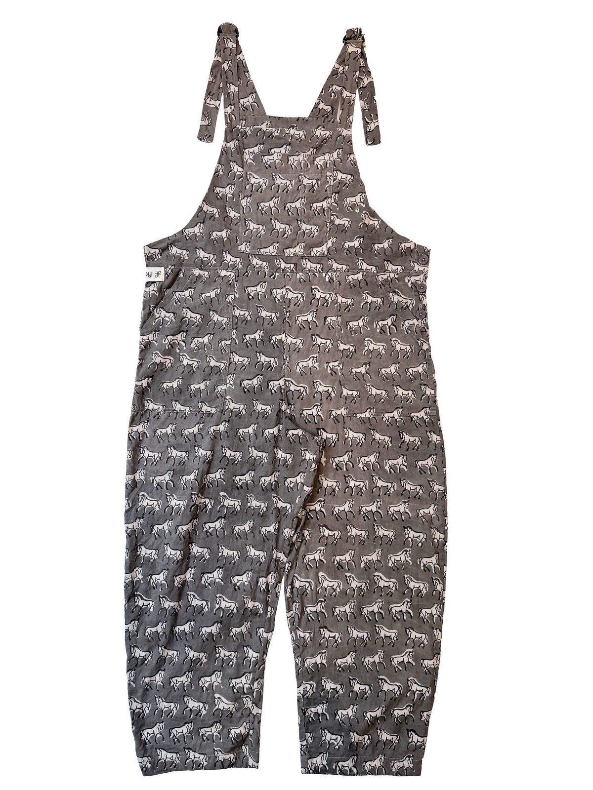 Gray Horses cotton overalls back view
