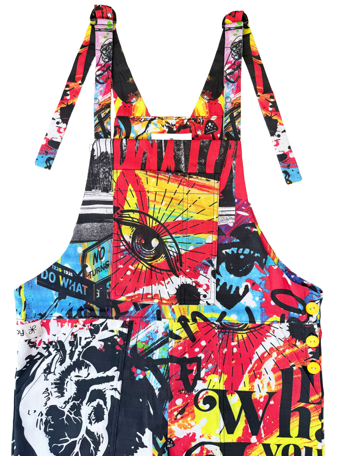 Do What You Love Full of Color cotton overalls front view
