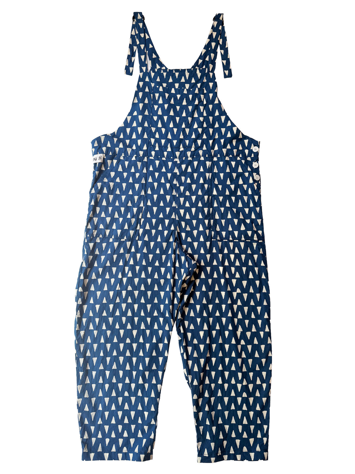 Indigo Brit Motif cotton overalls back view