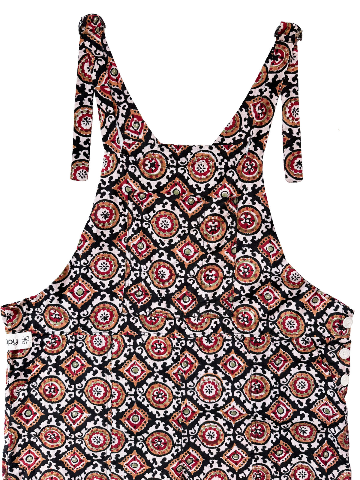 Black Jaal cotton overalls front view