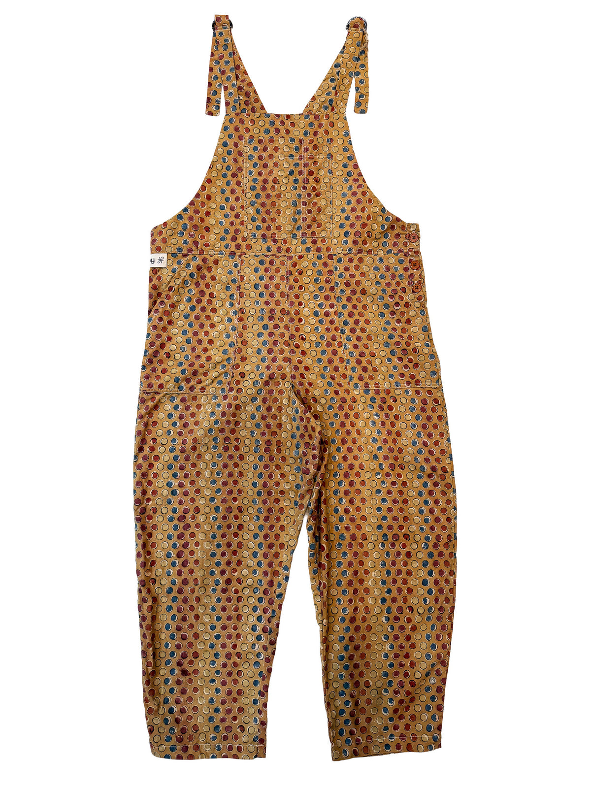 Mustard Polka cotton overalls back view