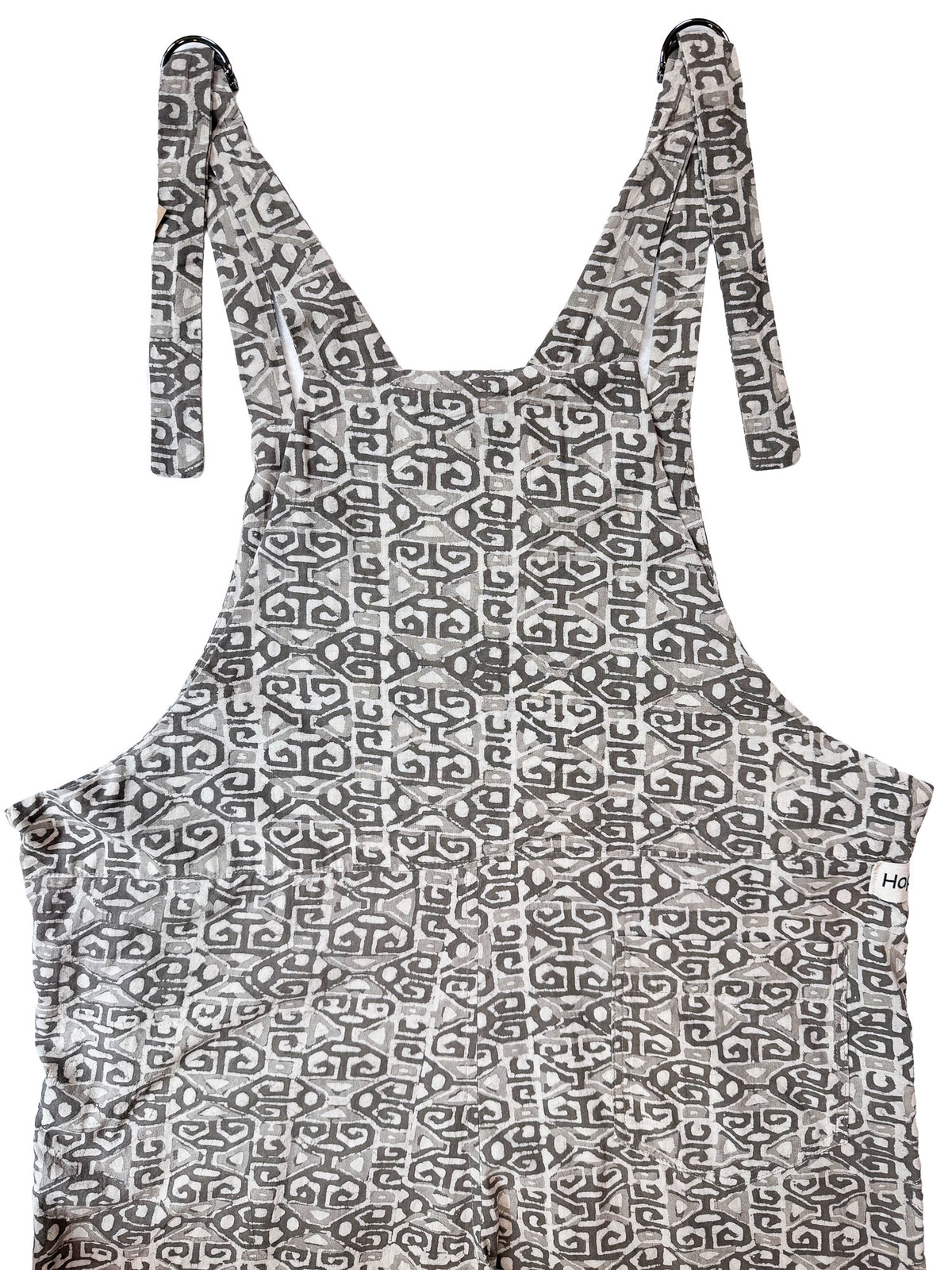Mystic Gray cotton overalls fabric print detail