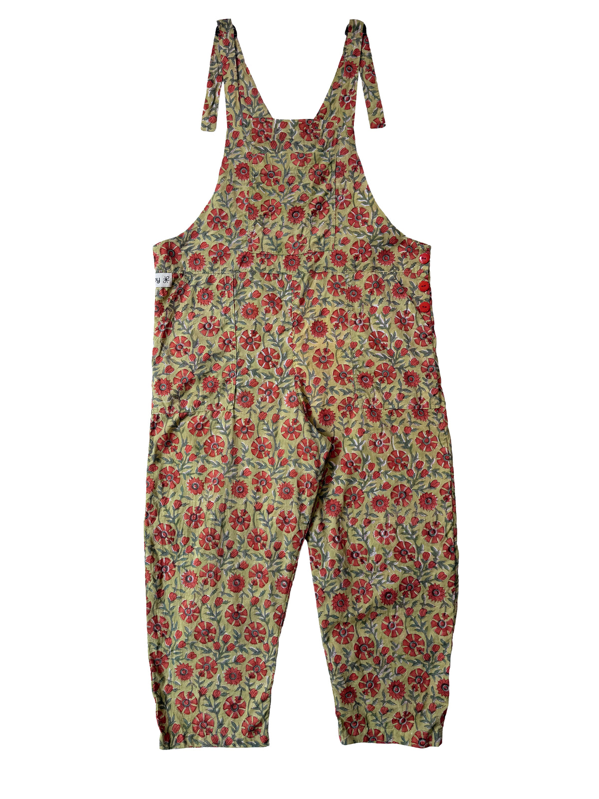 Orange Gola Flower cotton overalls front view