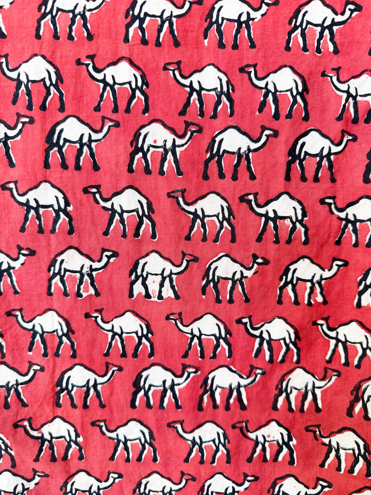 Red Camel Caravan cotton overalls fabric print detail