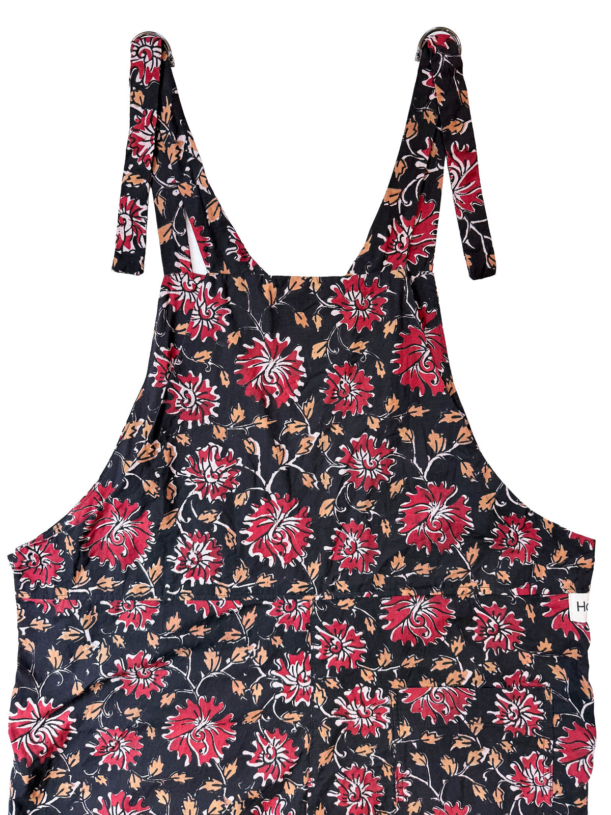 Red Forage cotton overalls fabric print detail