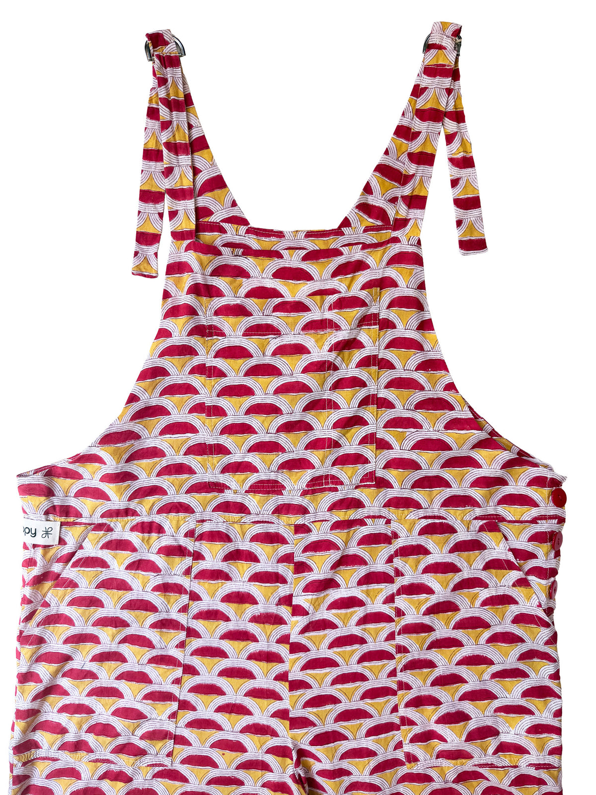 Red Sunrise cotton overalls front view