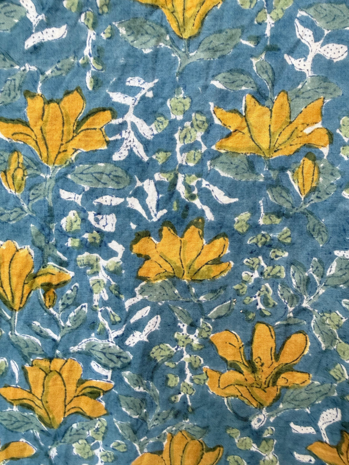 Print Party Blue Fabric Closeup