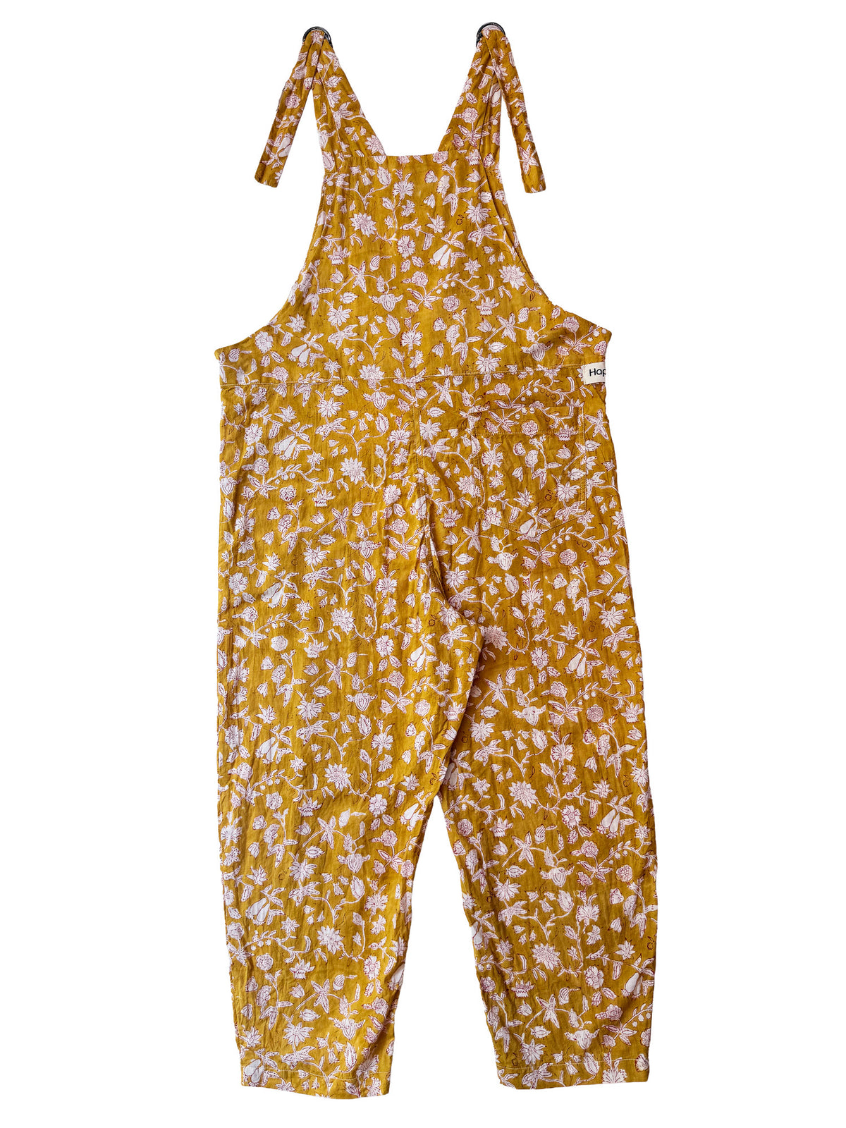 Golden Jaal Floral cotton overalls pocket and strap detail