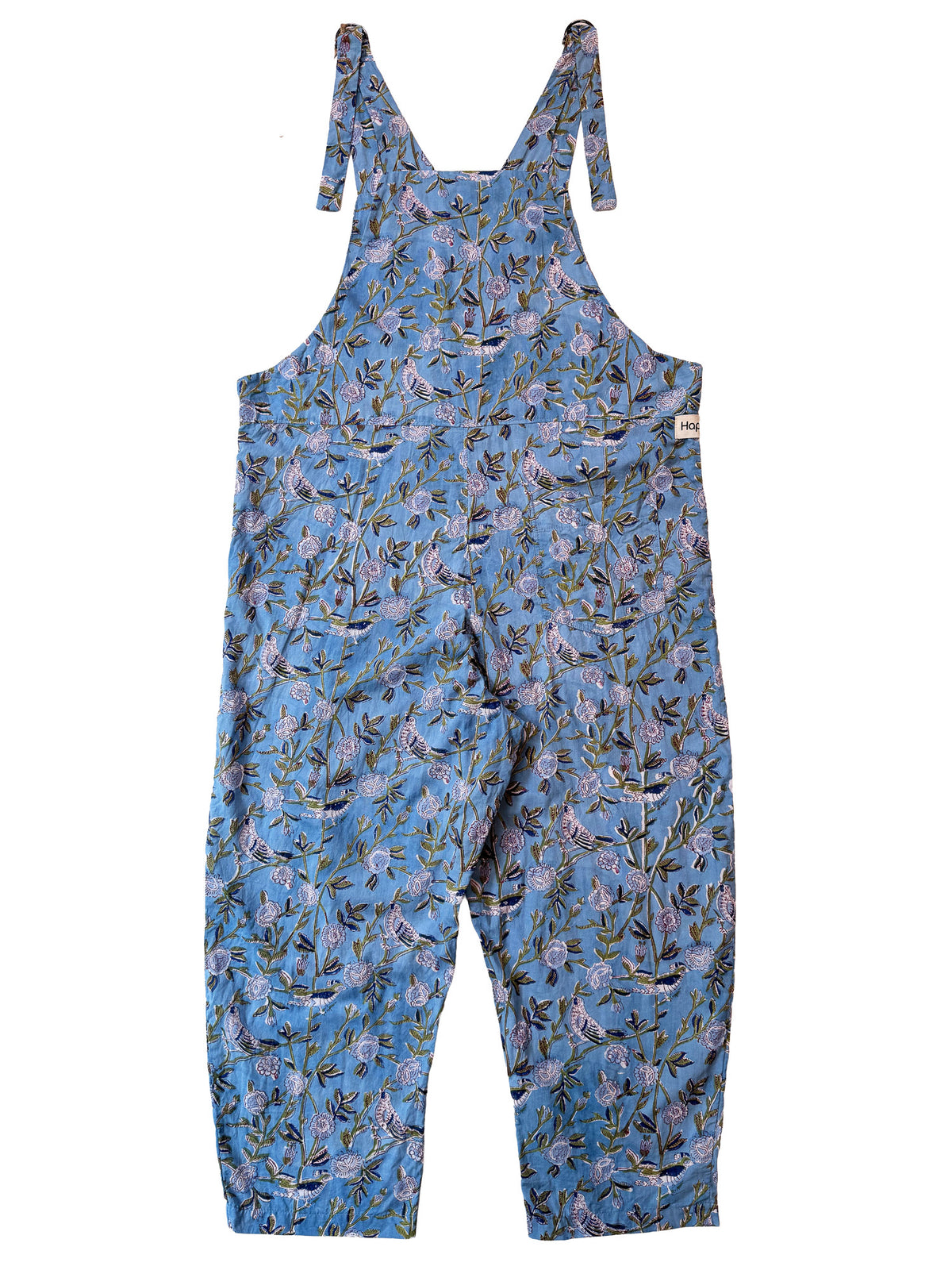 Birdsong Indigo cotton overalls pocket and strap detail