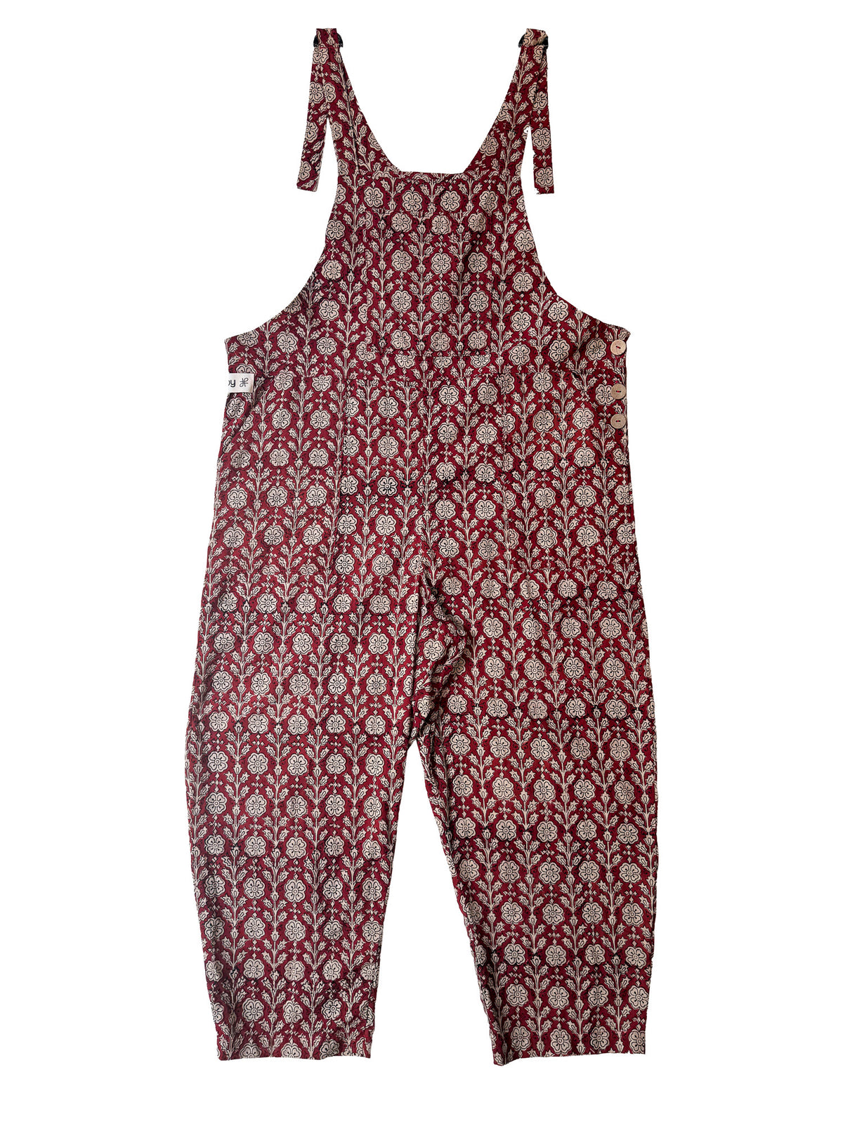 Bagru Patti Red cotton overalls back view