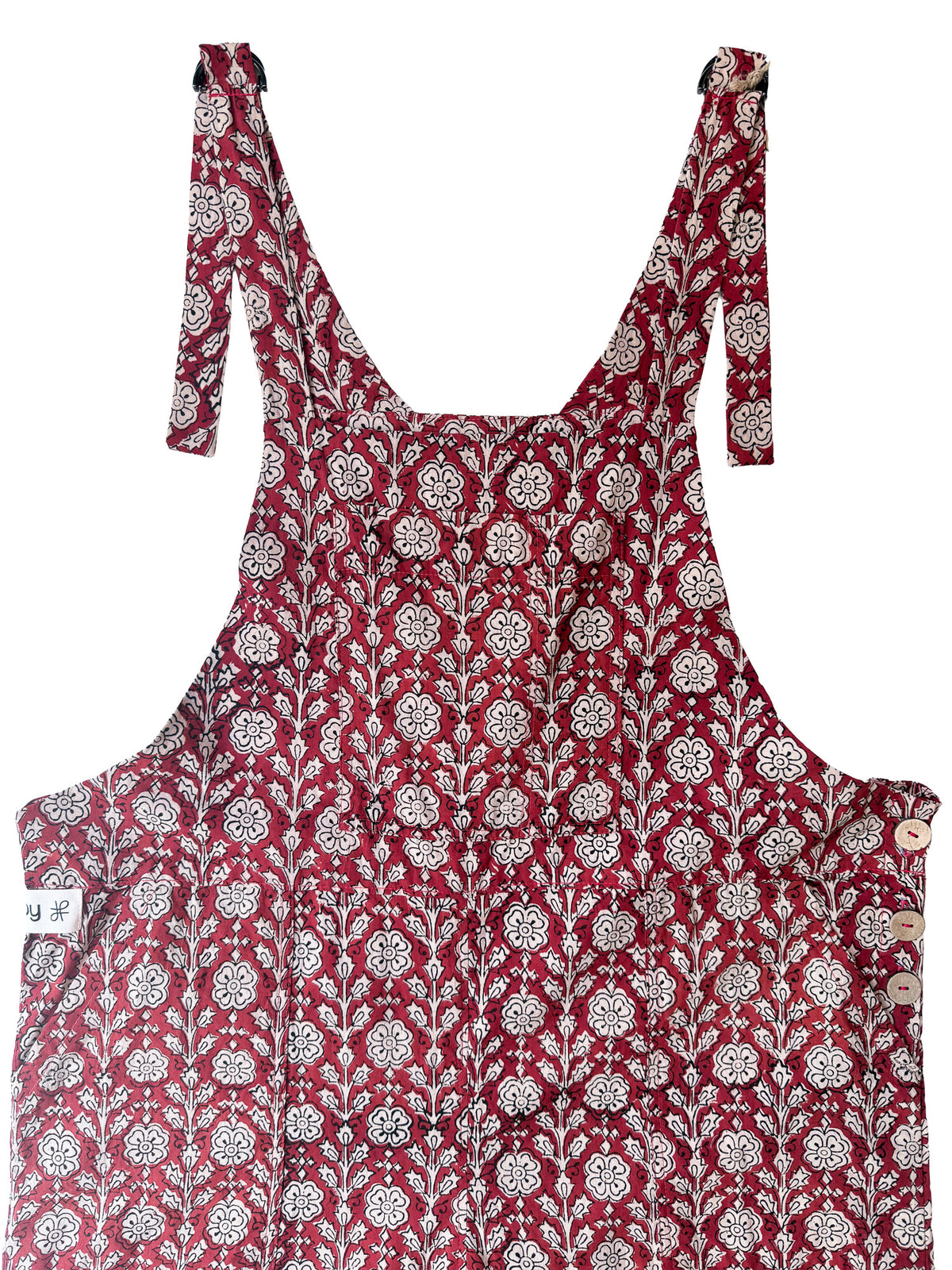 Bagru Patti Red cotton overalls front view