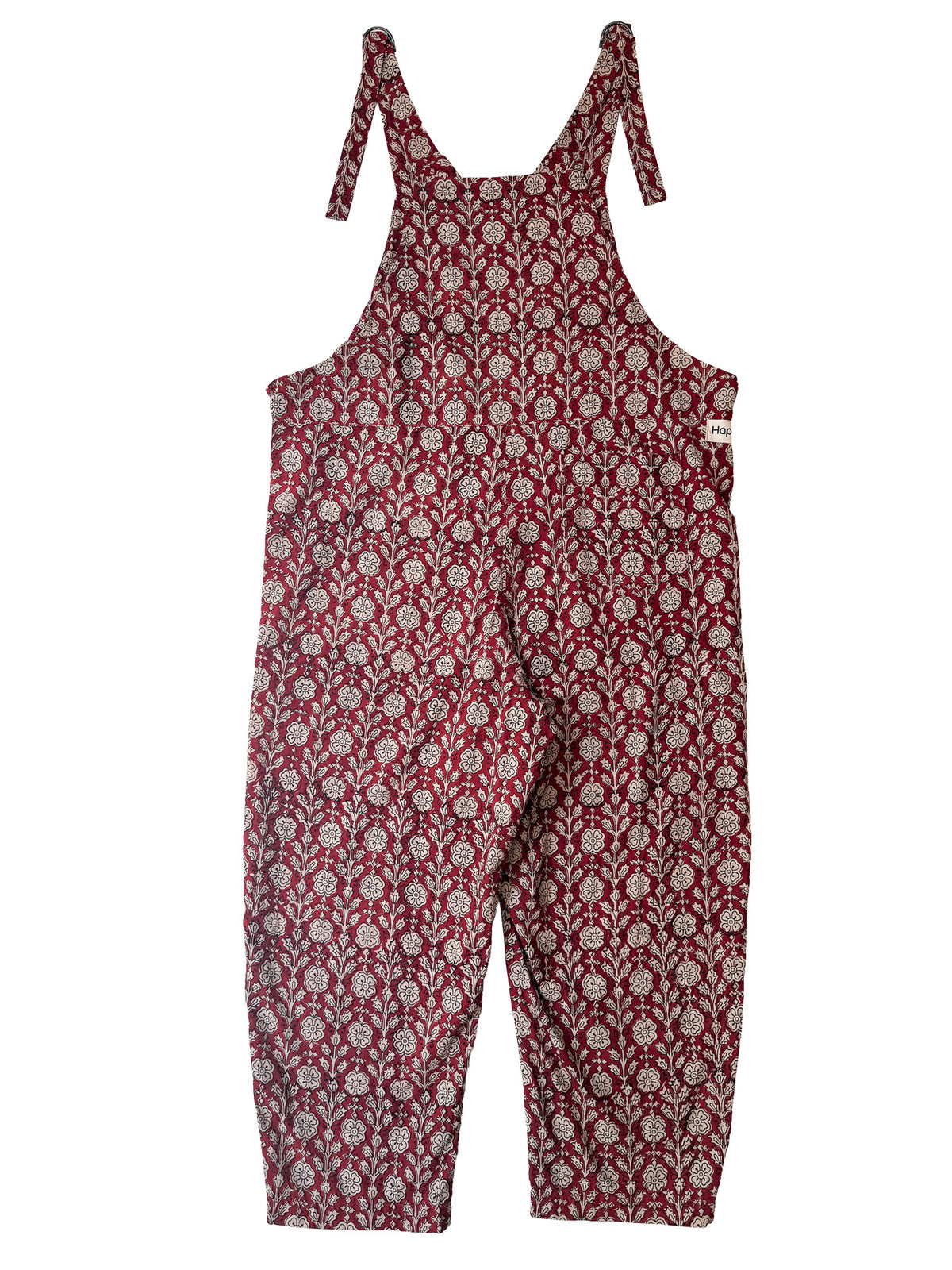 Bagru Patti Red cotton overalls fabric print detail