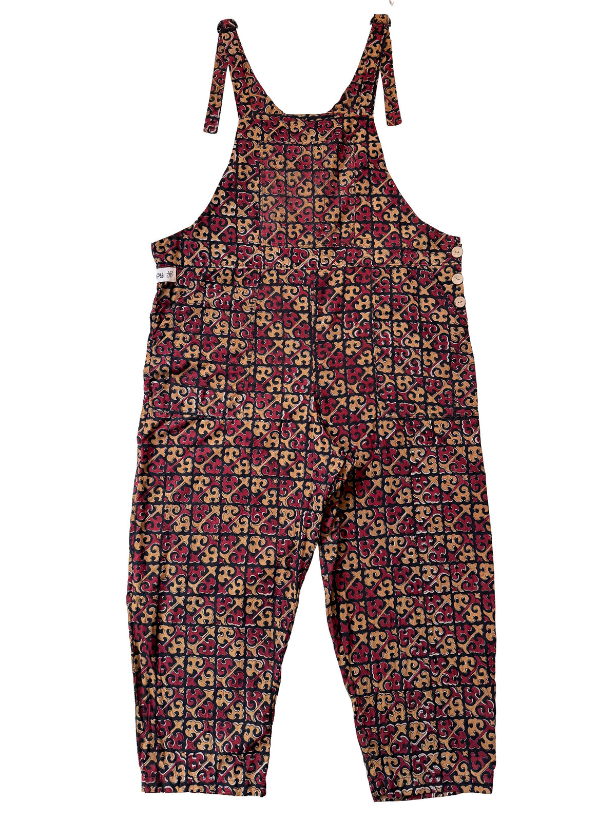Black Renaissance cotton overalls pocket and strap detail