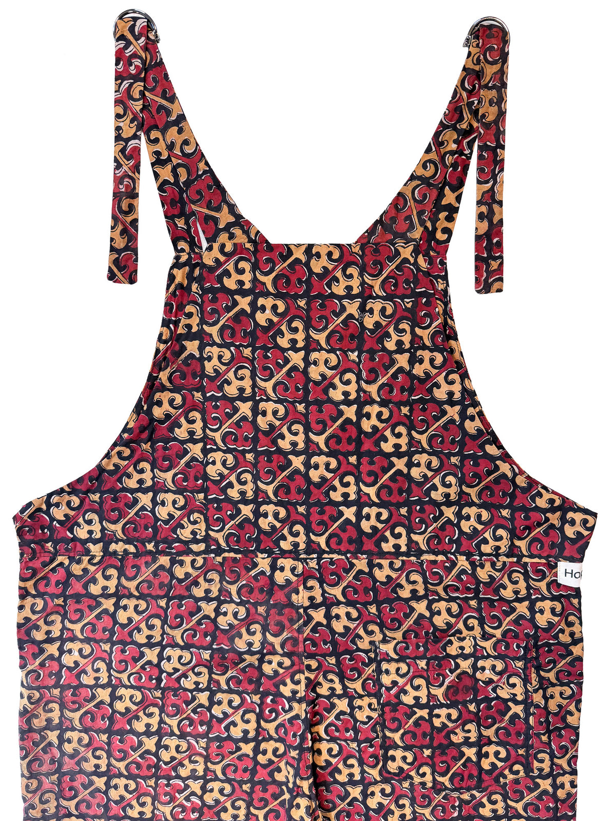 Black Renaissance cotton overalls fabric print detail