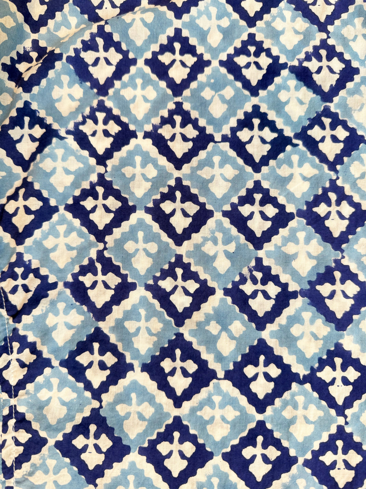 Indigo Check cotton overalls side view