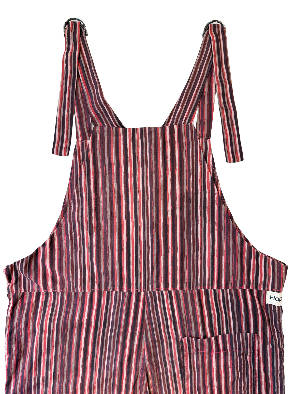 Ajrakh Earth Stripe cotton overalls fabric print detail