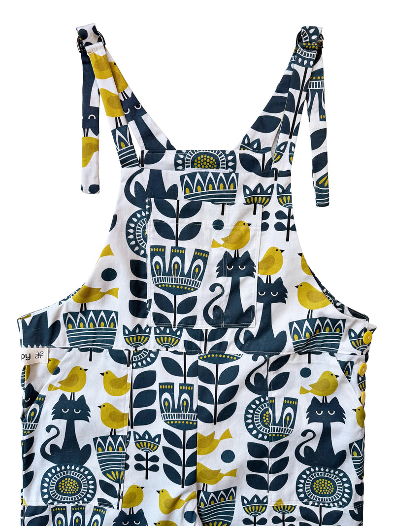 Folk Cat Bird wide-leg cotton overalls front view