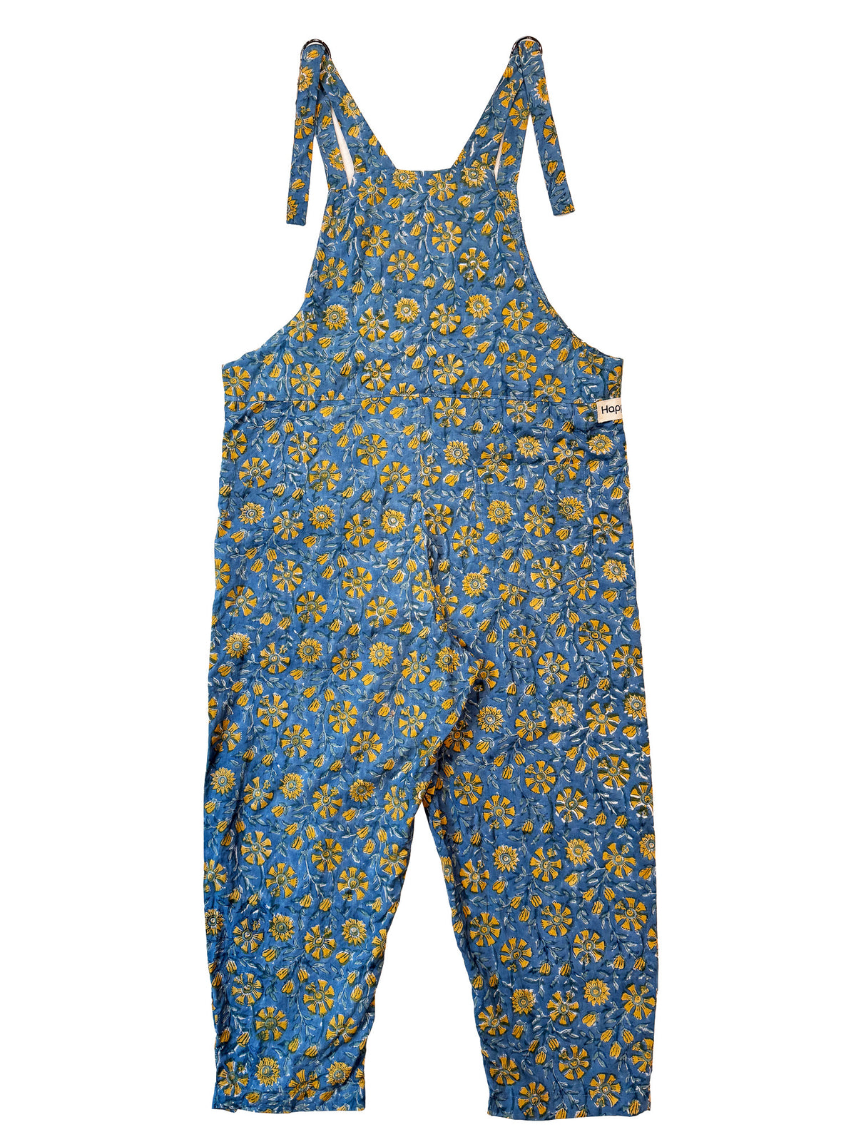 Blue Gola Flower cotton overalls back view
