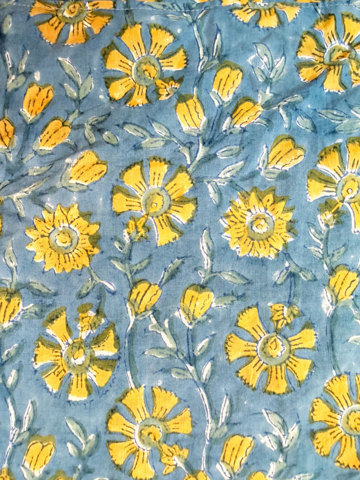 Blue Gola Flower cotton overalls pocket and strap detail
