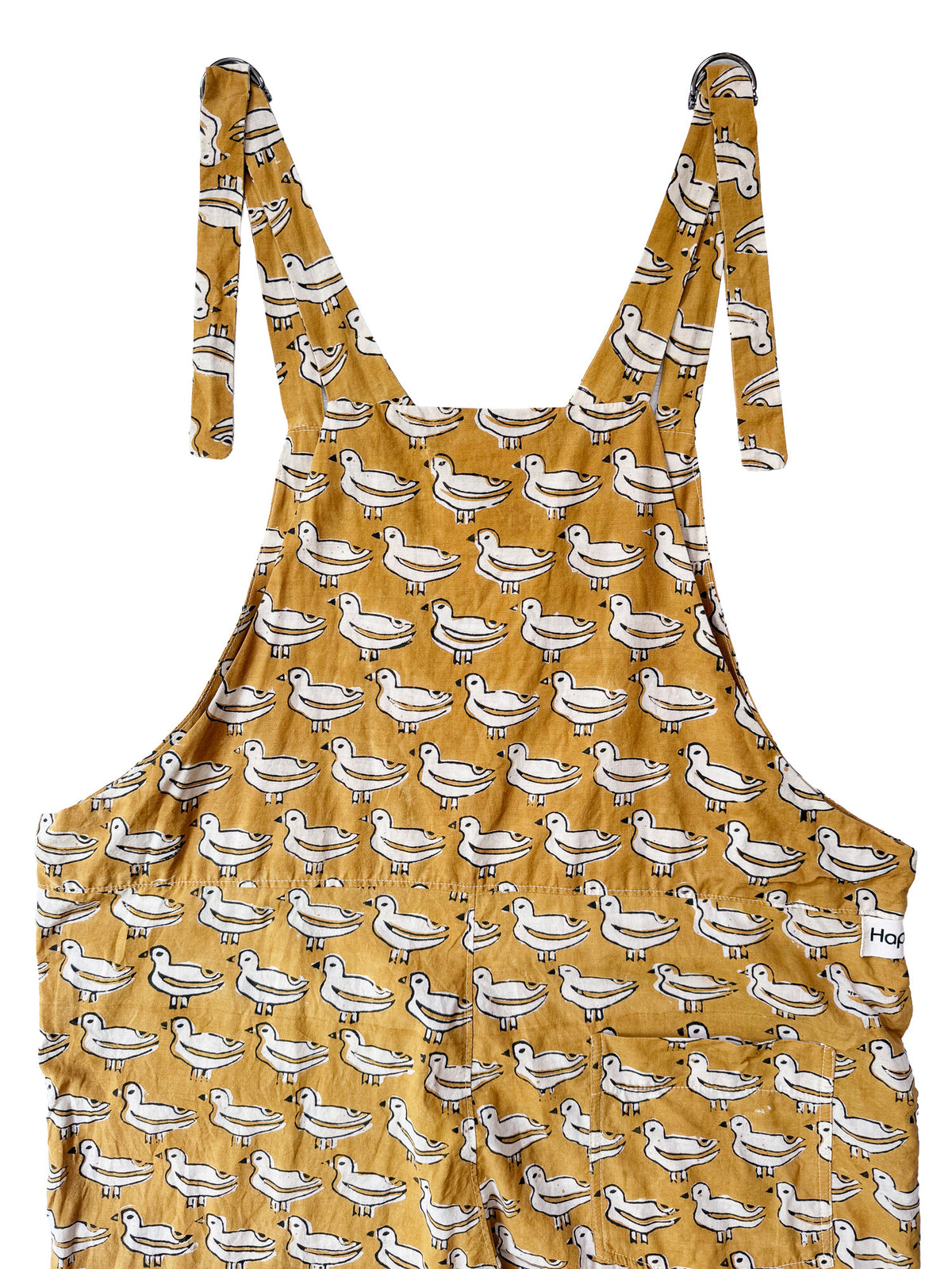 Golden Ducks cotton overalls fabric print detail