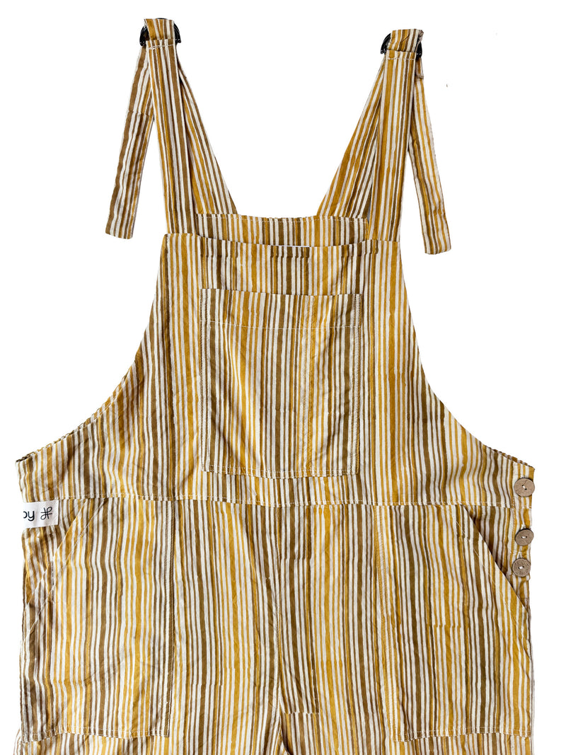 Golden Stripes cotton overalls front view