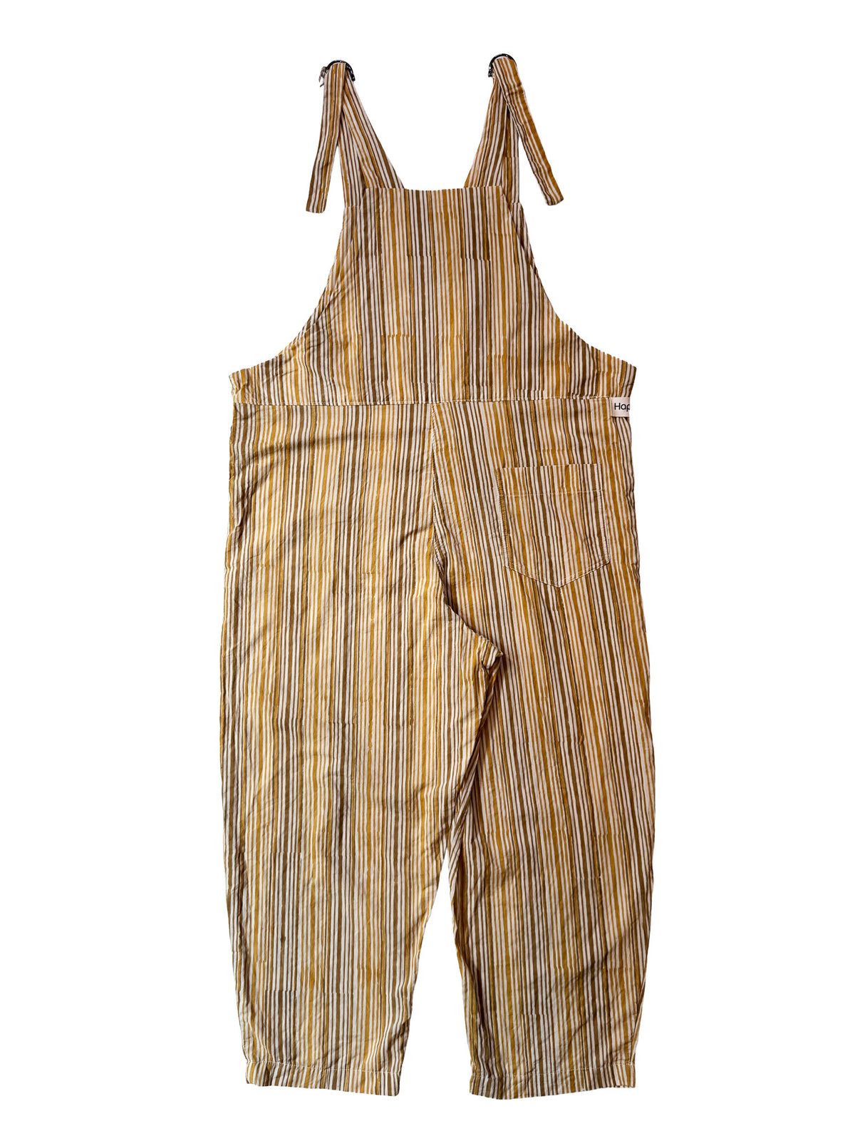 Golden Stripes cotton overalls pocket and strap detail