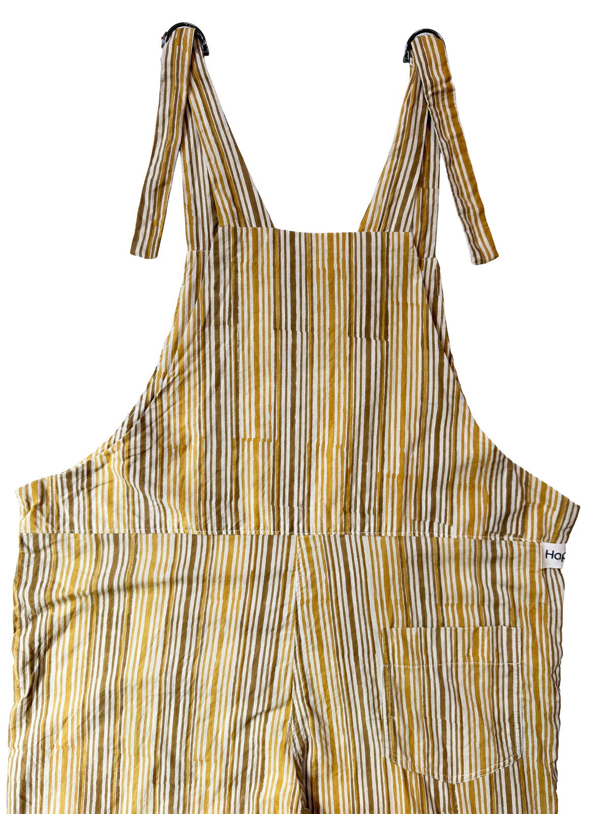 Golden Stripes cotton overalls fabric print detail