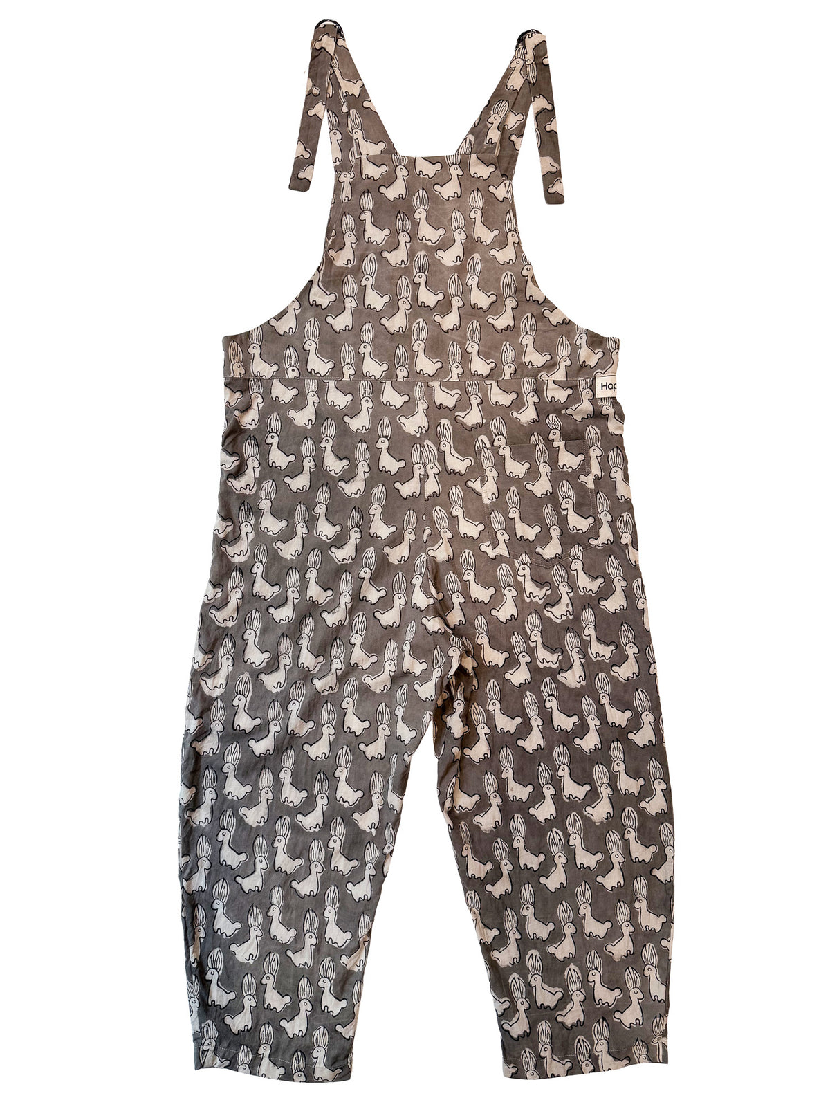 Gray Rabbit Run cotton overalls side view