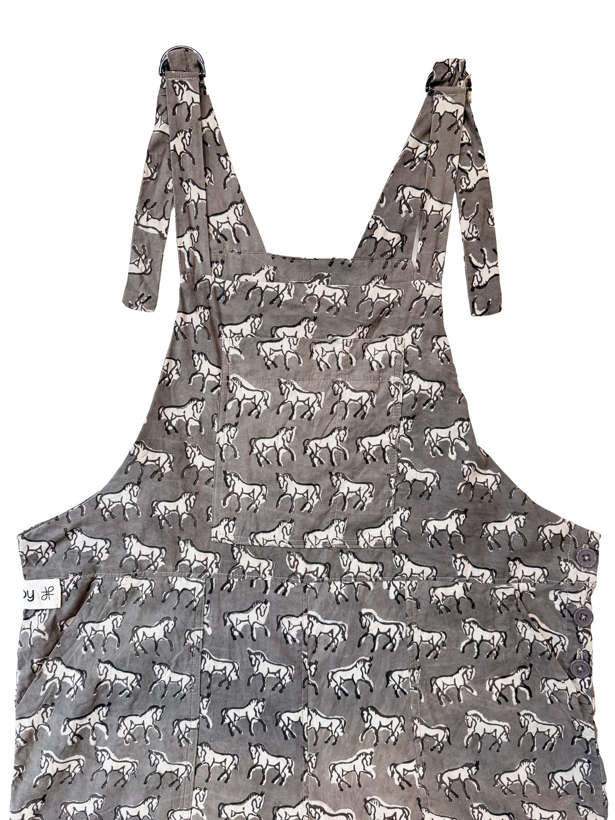 Gray Horses cotton overalls front view