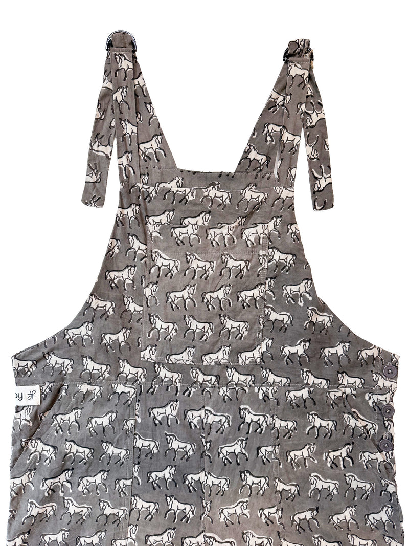 Gray Horses cotton overalls front view