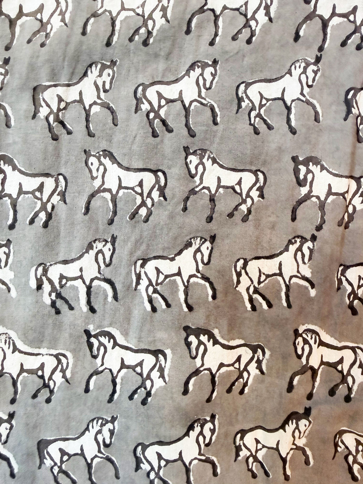 Gray Horses cotton overalls fabric print detail