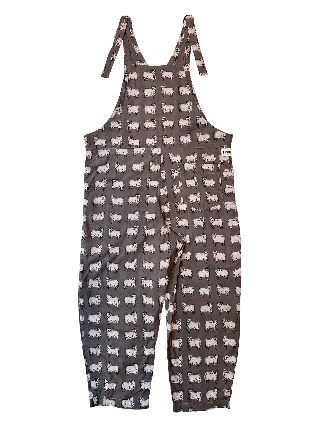 Gray Nandi Bull cotton overalls back view