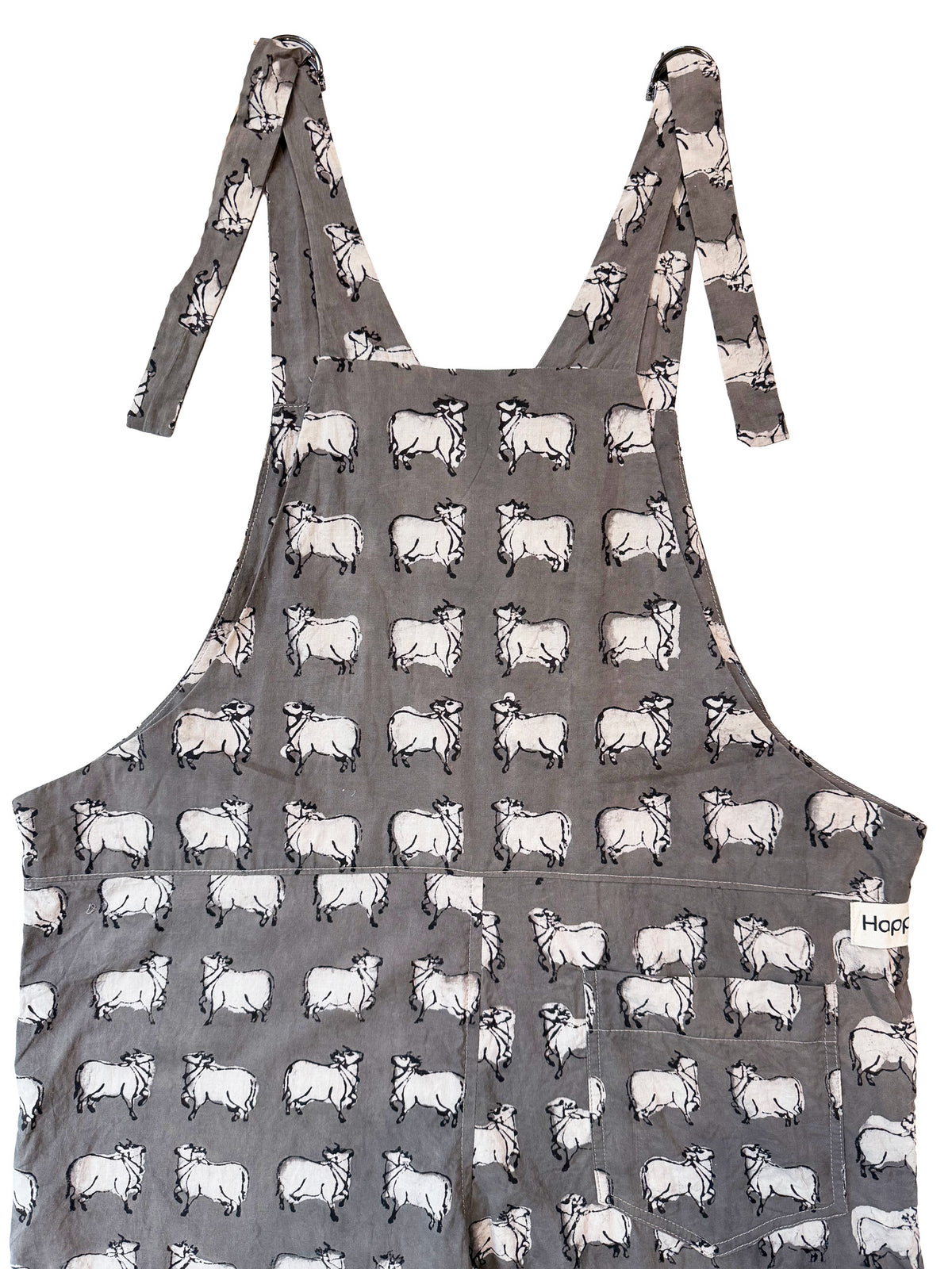 Gray Nandi Bull cotton overalls fabric print detail