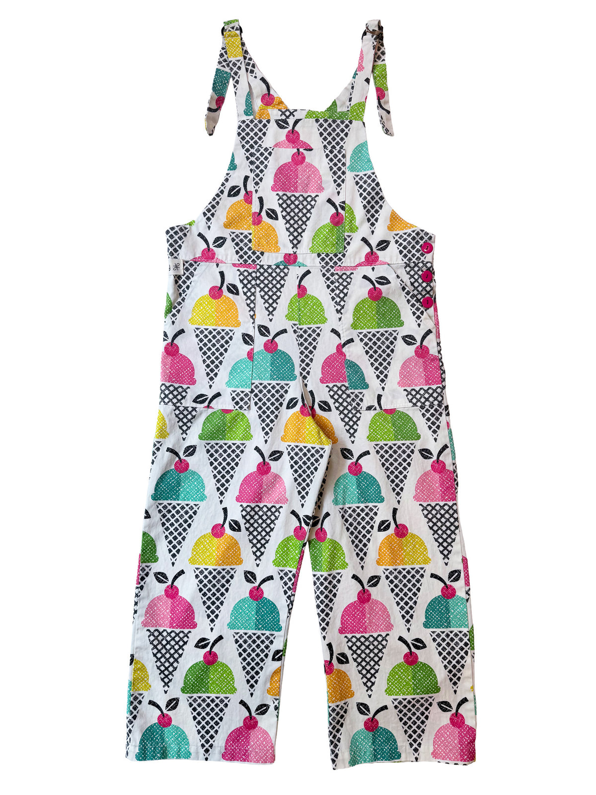 Ice Cream Daydream wide-leg cotton overalls back view