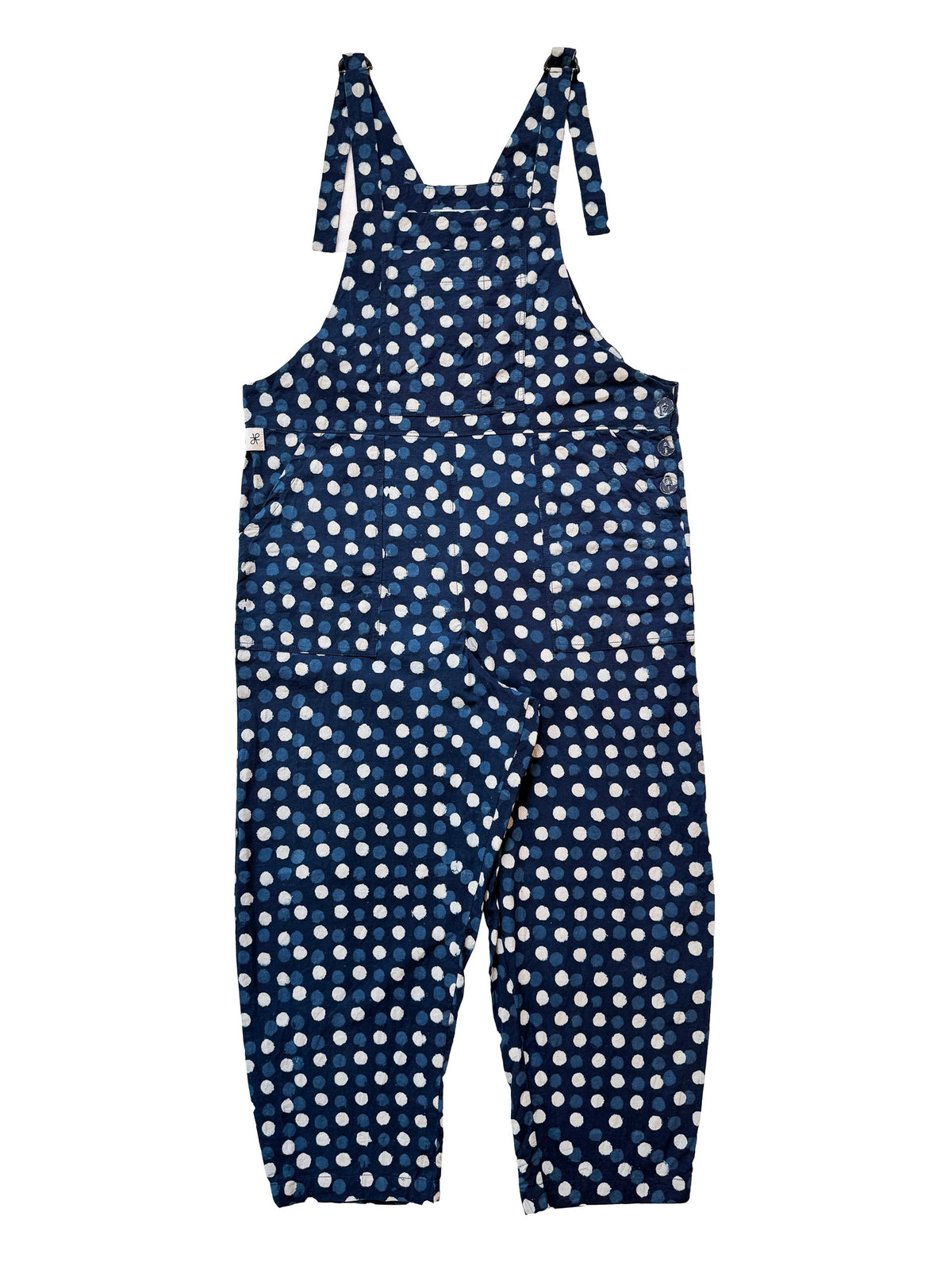 Indigo Moon Dot cotton overalls back view
