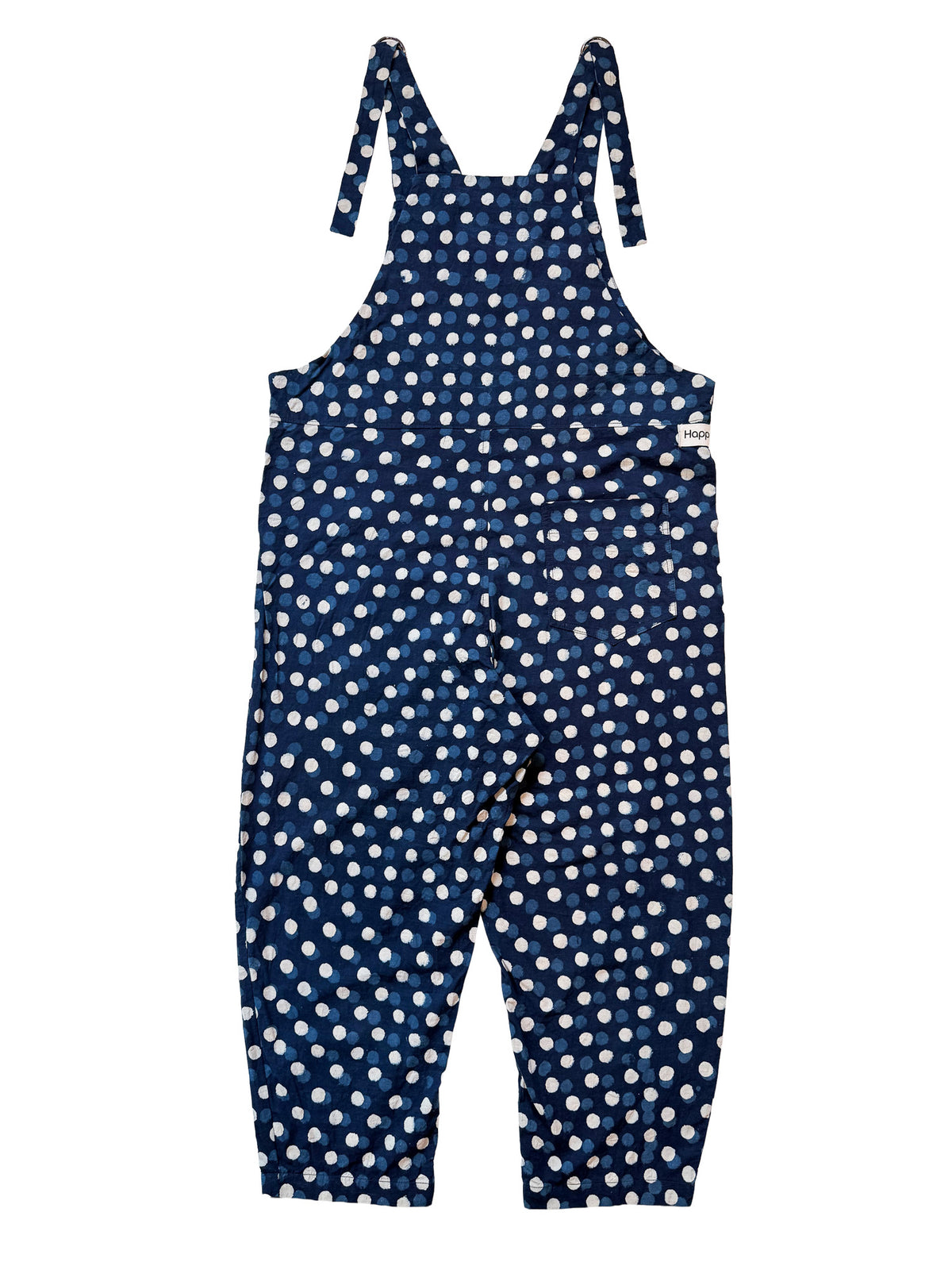Indigo Moon Dot cotton overalls pocket and strap detail
