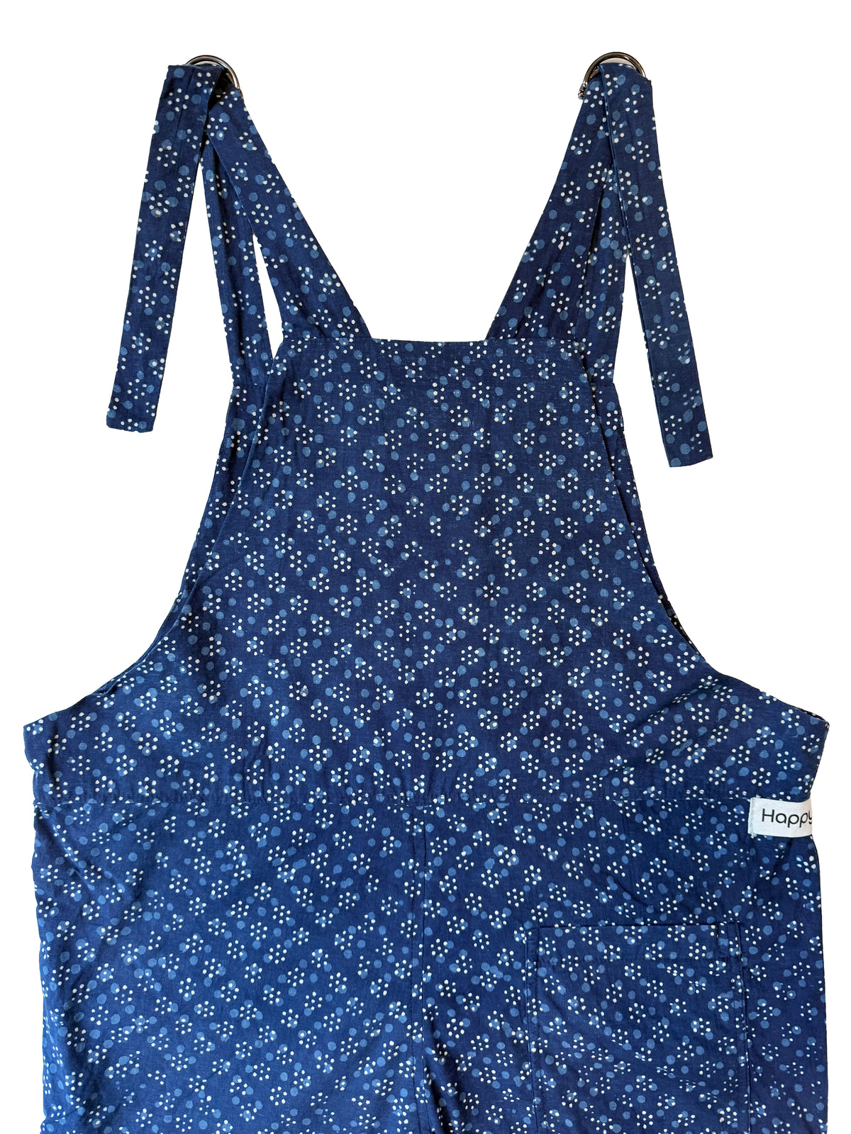 Indigo Constellation cotton overalls fabric print detail