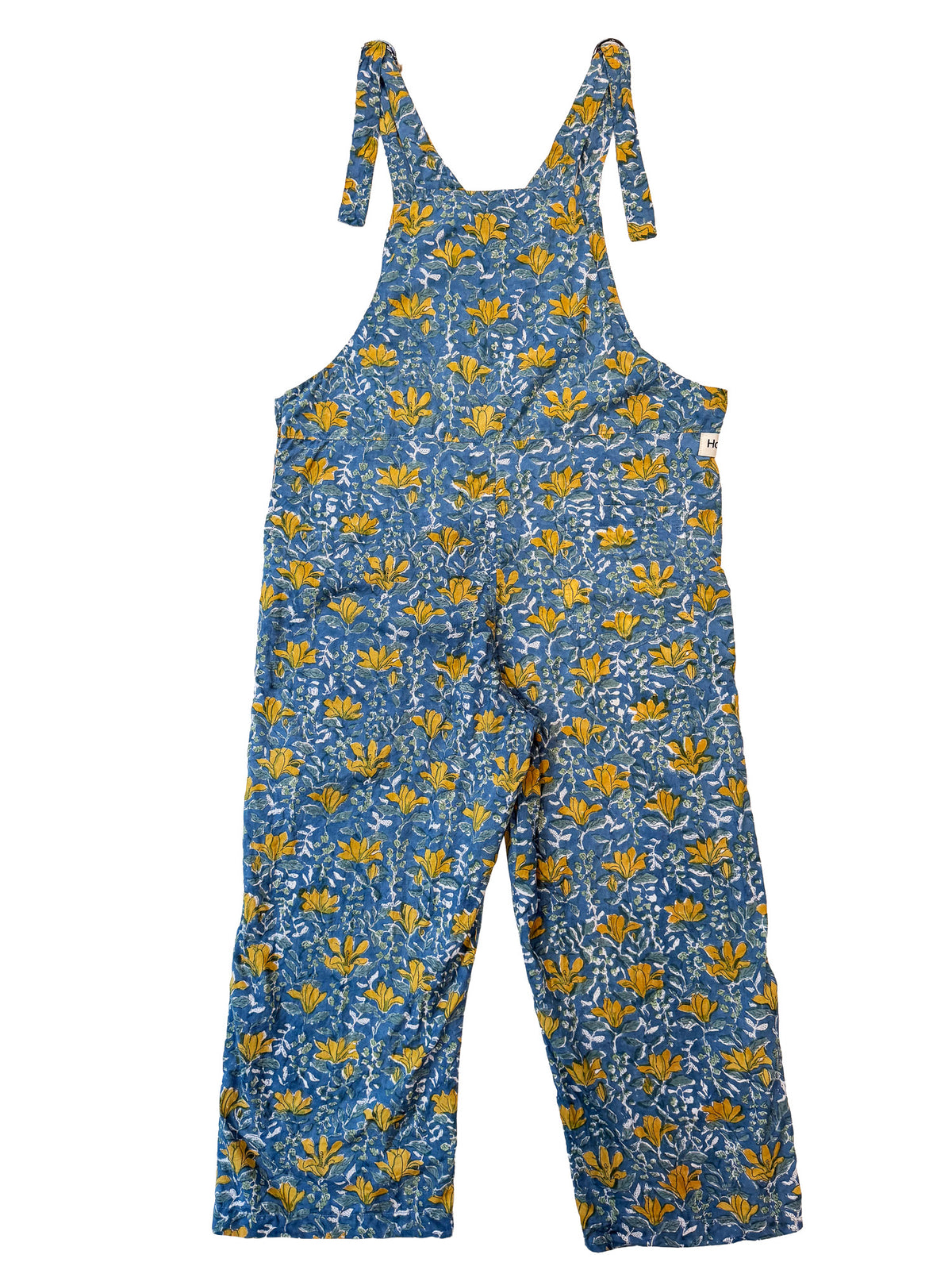 Blue Jaal Flower cotton overalls side view