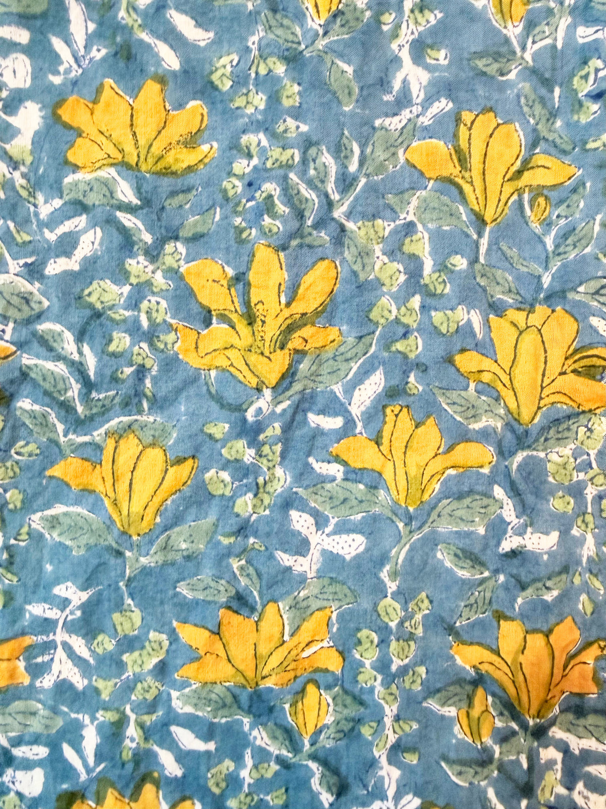 Blue Jaal Flower cotton overalls fabric print detail