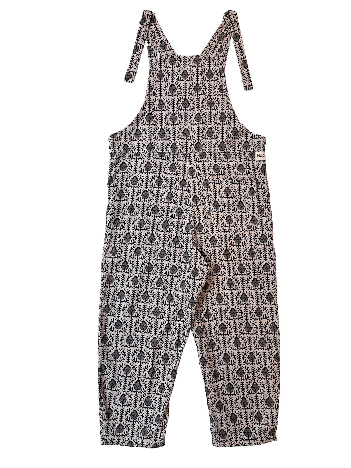 Gray Jaal Flower cotton overalls side view