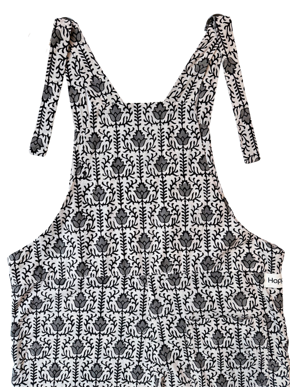 Gray Jaal Flower cotton overalls fabric print detail