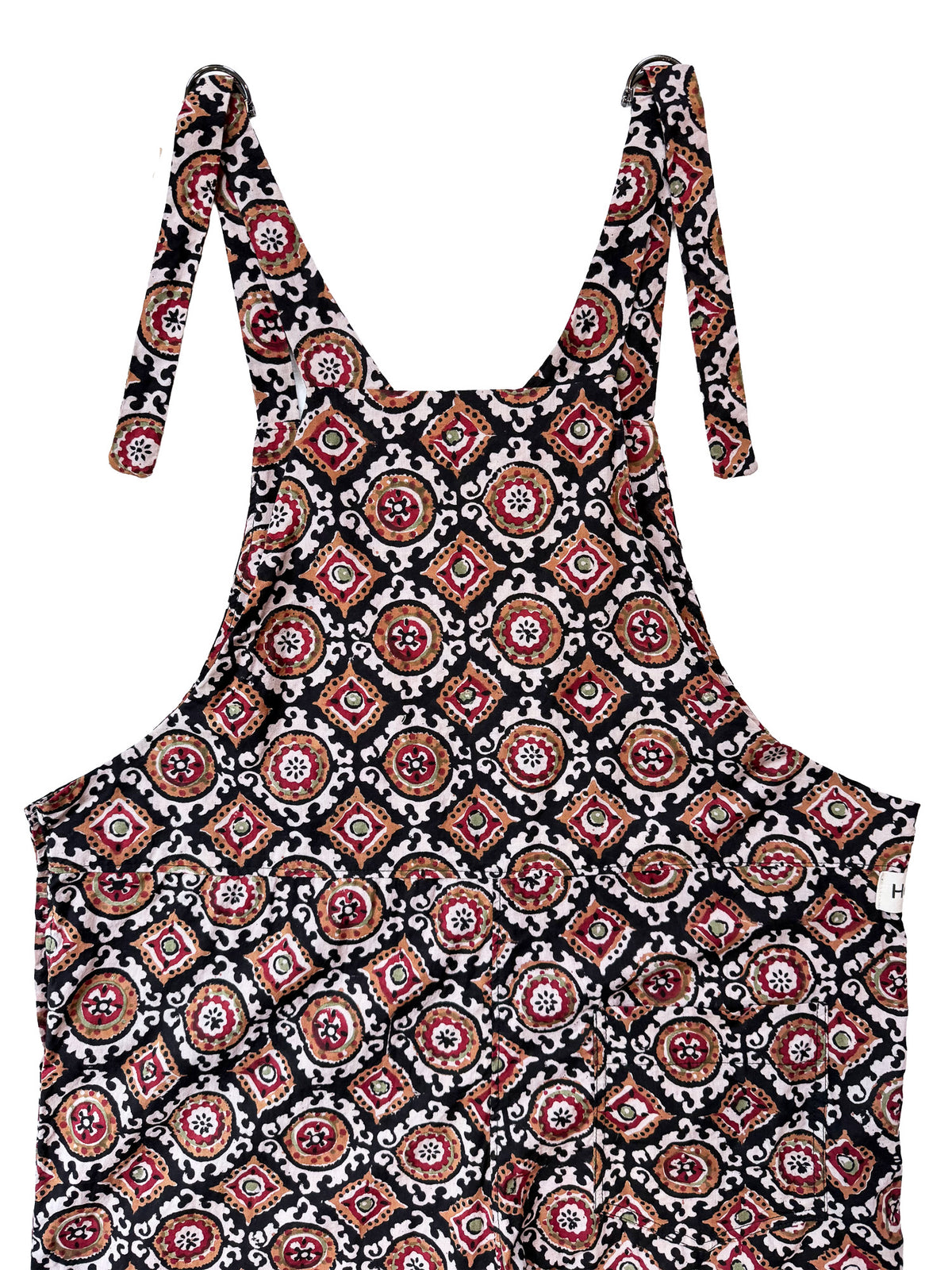 Black Jaal cotton overalls fabric print detail