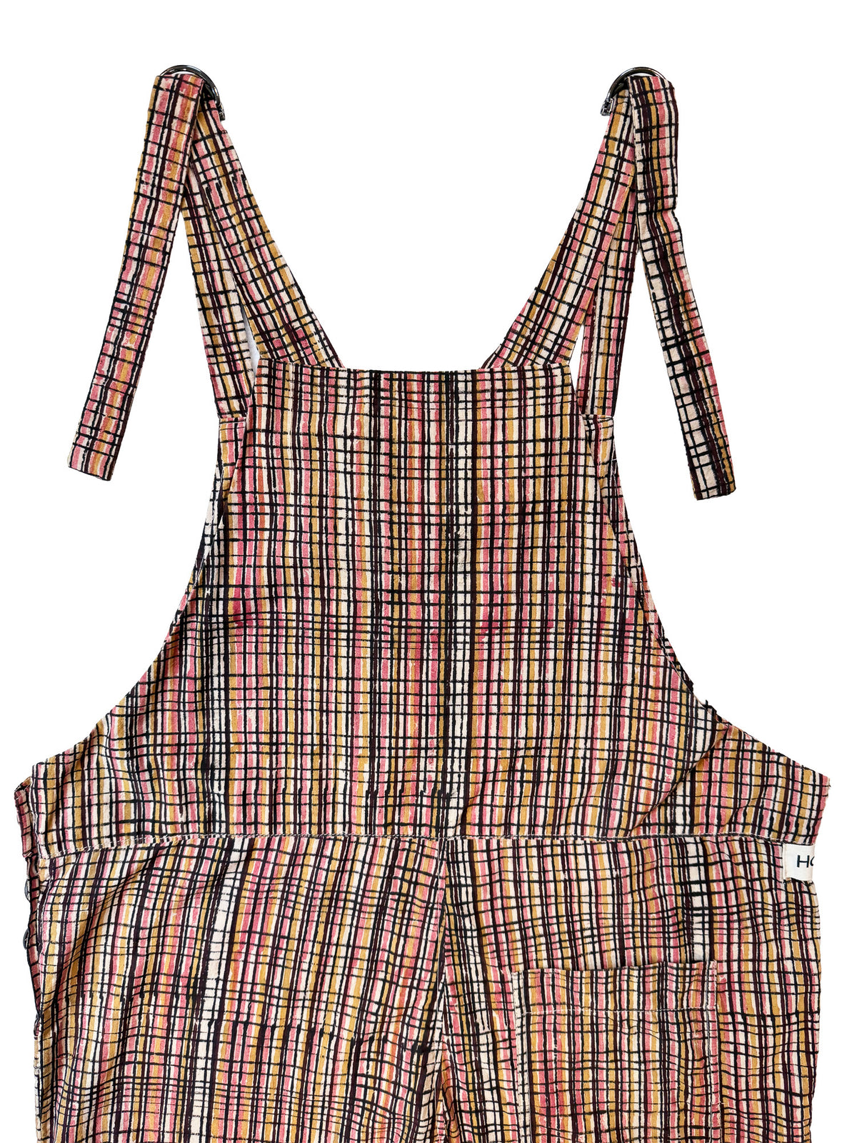 Kalamkari Mesh cotton overalls fabric print detail