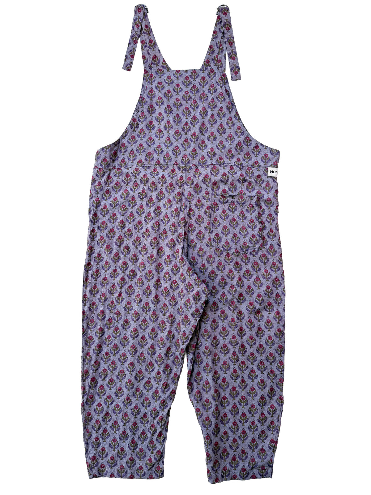 Lavender Buti cotton overalls pocket and strap detail