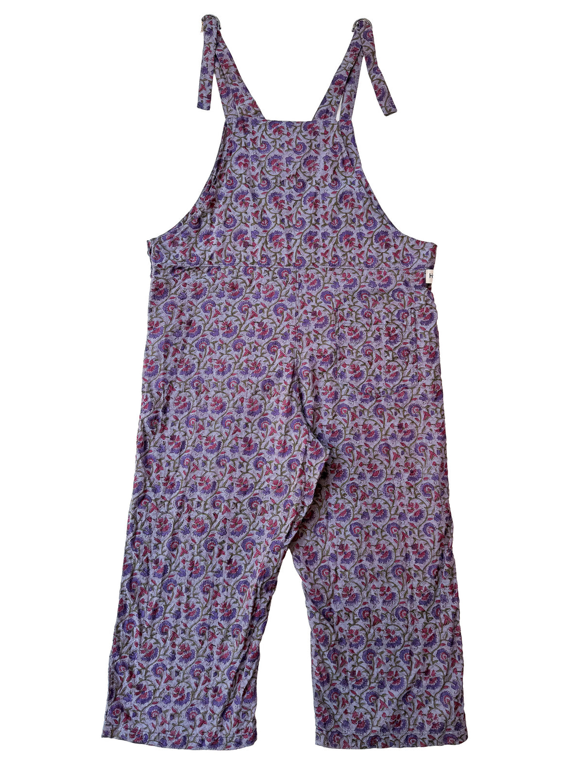 Lavender Vine cotton overalls full length view