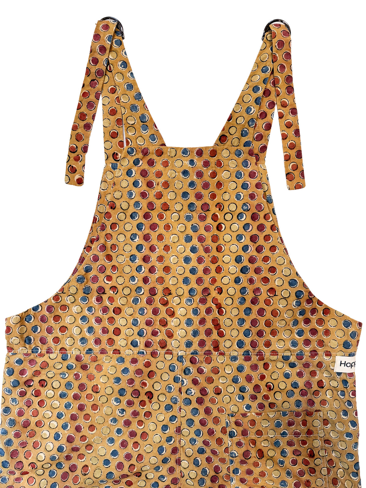 Mustard Polka cotton overalls fabric print detail