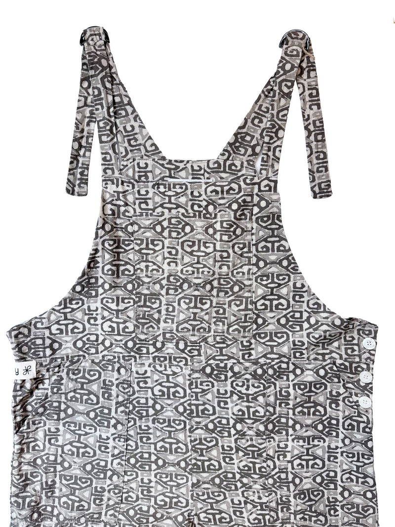 Mystic Gray cotton overalls front view